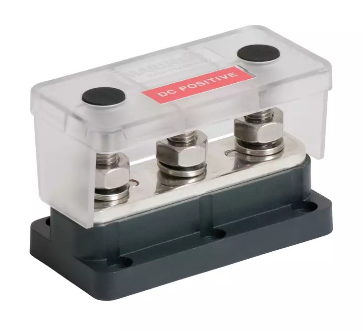 BEP Bus Bar Pro Installer Heavy-Duty With Cover 3x Studs 10mm (3/8") 650A 50V DC - Pro installer - 777-BB3S-650 - 1