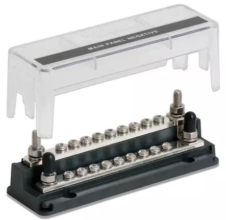 BEP Z Bus Bar Pro Installer With Cover 4x Studs 6mm (1/4") And 18x Screw Terminals 4mm (5/32") 2x200A 50V DC (Bulk) - Pro installer - 777-Z18W-200-B - 2