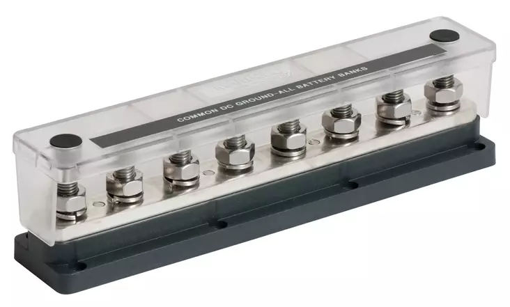 BEP Bus Bar Pro Installer Heavy-Duty With Cover 8x Studs 10mm (3/8") 650A 50V DC (Bulk) - Kytkentärimat - 777-BB8S-650-B - 1