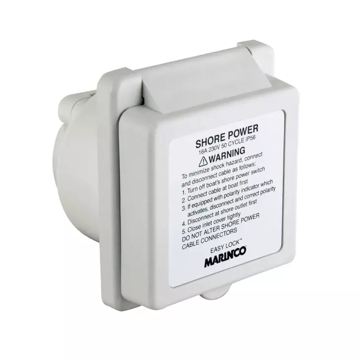 Marinco 16A Inlet Easy Lock Exp with Warning Label 230V Aftermarket - Maasähköliitännät - 301EL-BXPK - 1