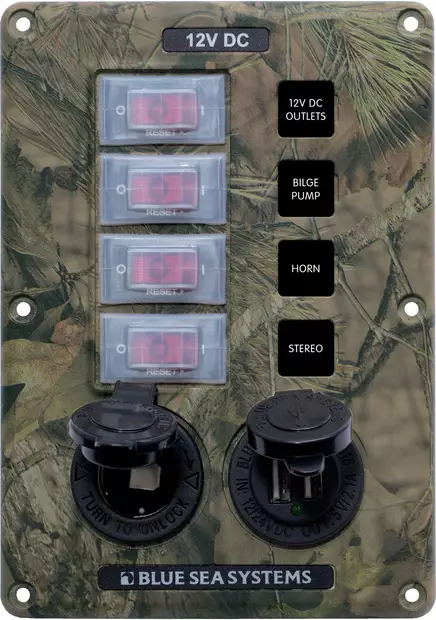 Kytkinpaneli aut sul 4p+ 12V/USB CAMO - Vesitiiviit panelit - 4324-BSS - 1
