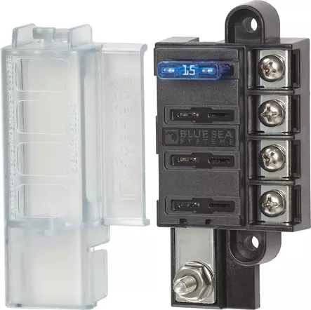 Blue Sea Systems Fuse Block ST-Blade Compact 4 Circuits with Cover - Sulakepohjat - 5045-BSS - 1