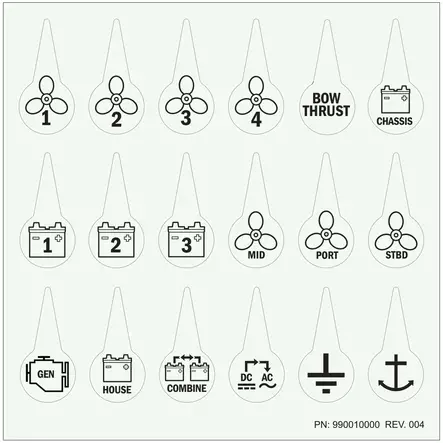 Blue Sea Systems Label Kit Battery Switch ICON - Kytkintaulut - 7902-BSS - 2
