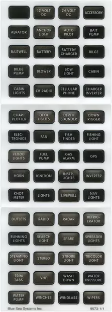 Blue Sea Systems Label Kit DC H2O Compact Black - Kytkintaulut - 8214-BSS - 1