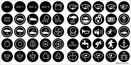 Blue Sea Systems Label Kit SS Button Switch Back Lit - Kytkintaulut - 4230-BSS - 2