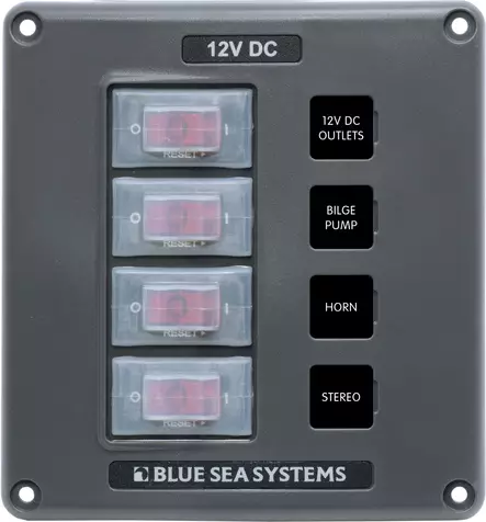 Blue Sea Systems Panel Switch H2O CB 4pos Grey - Vesitiiviit panelit - 4320-BSS - 1