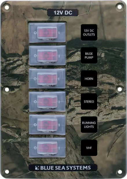 Blue Sea Systems Panel Switch H2O CB 6pos Camo - Vesitiiviit panelit - 4325-BSS - 1