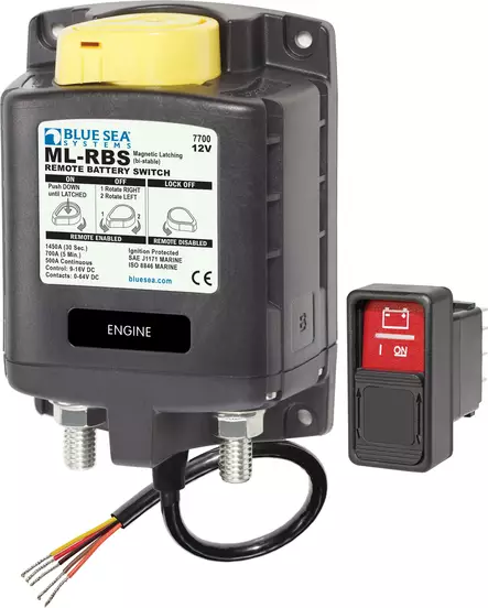 Blue Sea Systems Solenoid ML 500A 12V RBS With Manual Control (incl 2145-BSS Switch) - Sähköiset pääkytkimet - 7700-BSS - 2
