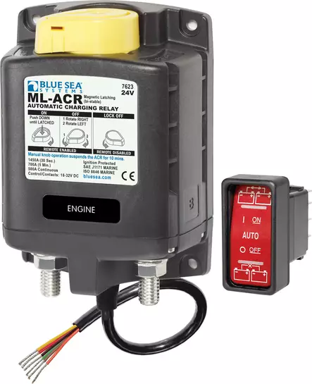 Blue Sea Systems Solenoid ML 500A 24V ACR With Manual Control (incl 2146-BSS Switch) - Akkulaturien lisätarvikkeet - 7623-BSS - 1