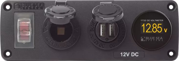 Water-Resistant panel 1xUSB 1x12V 1xDCM - Vesitiiviit panelit - 4366-BSS - 1
