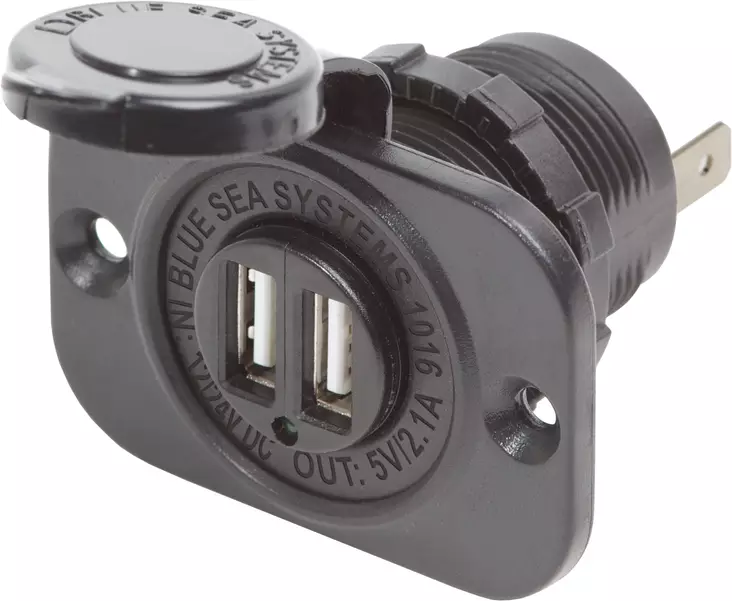 Blue Sea Systems 12/24VDC Dual USB Charger 5V 2.1A Socket (Bulk) - Akkutarvikkeet - 1016B-BSS - 1