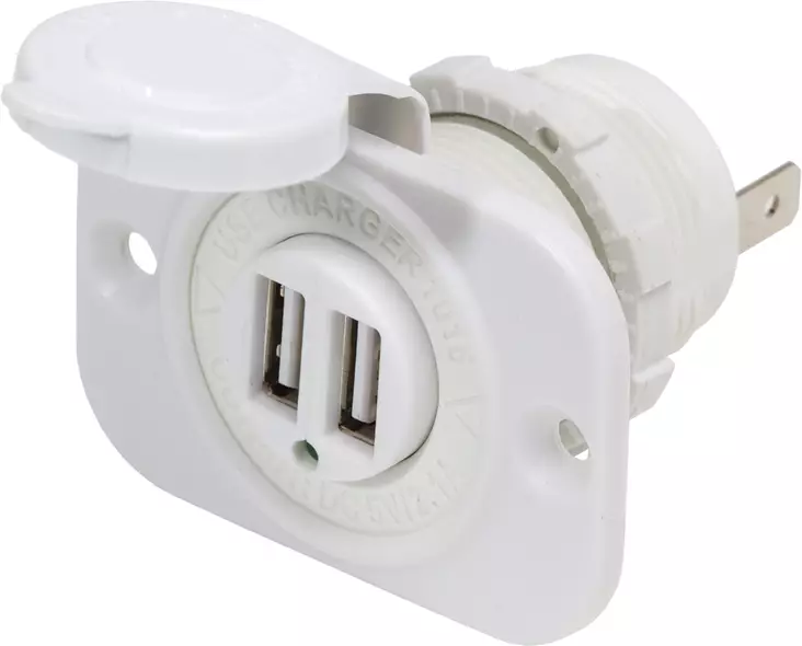 Blue Sea Systems 12/24VDC Dual USB Charger 5V 2.1A Socket White - Akkutarvikkeet - 1016200-BSS - 1