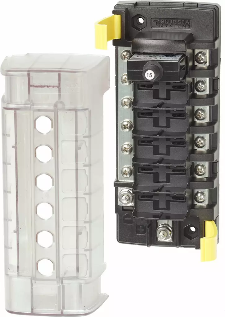 Blue Sea Systems Circuit Breaker Block ST CLB 6 Circuits with Grounding - Sulakepohjat - 5052-BSS - 1