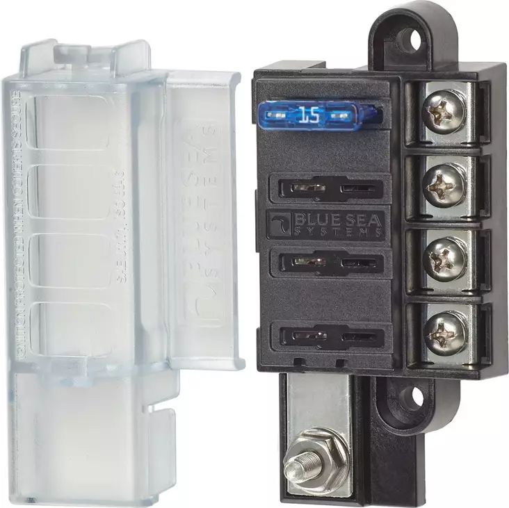 Blue Sea Systems Fuse Block ST-Blade Compact 4 Circuits with Cover (Bulk) - Sulakepohjat - 5045B-BSS - 1