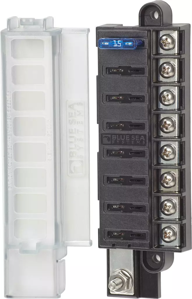 Blue Sea Systems Fuse Block ST-Blade Compact 8 Circuits with Cover - Sulakepohjat - 5046-BSS - 1