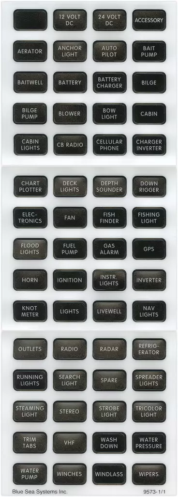 Blue Sea Systems Label Kit DC H2O Compact Black - Kytkintaulut - 8214-BSS - 1