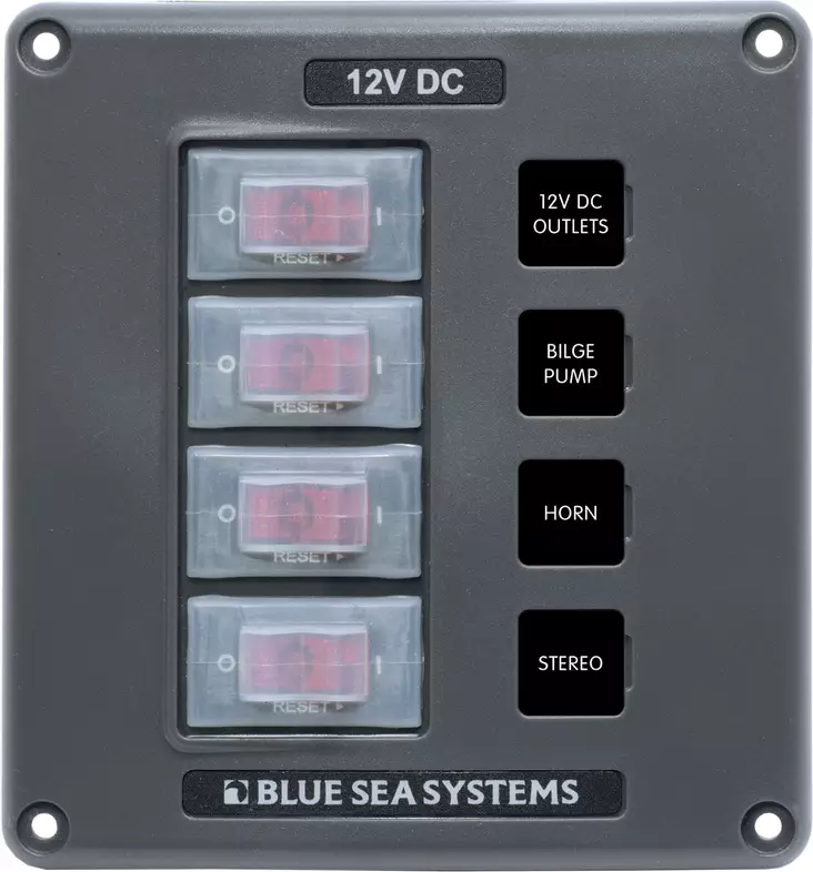 Blue Sea Systems Panel Switch H2O CB 4pos Grey - Vesitiiviit panelit - 4320-BSS - 1