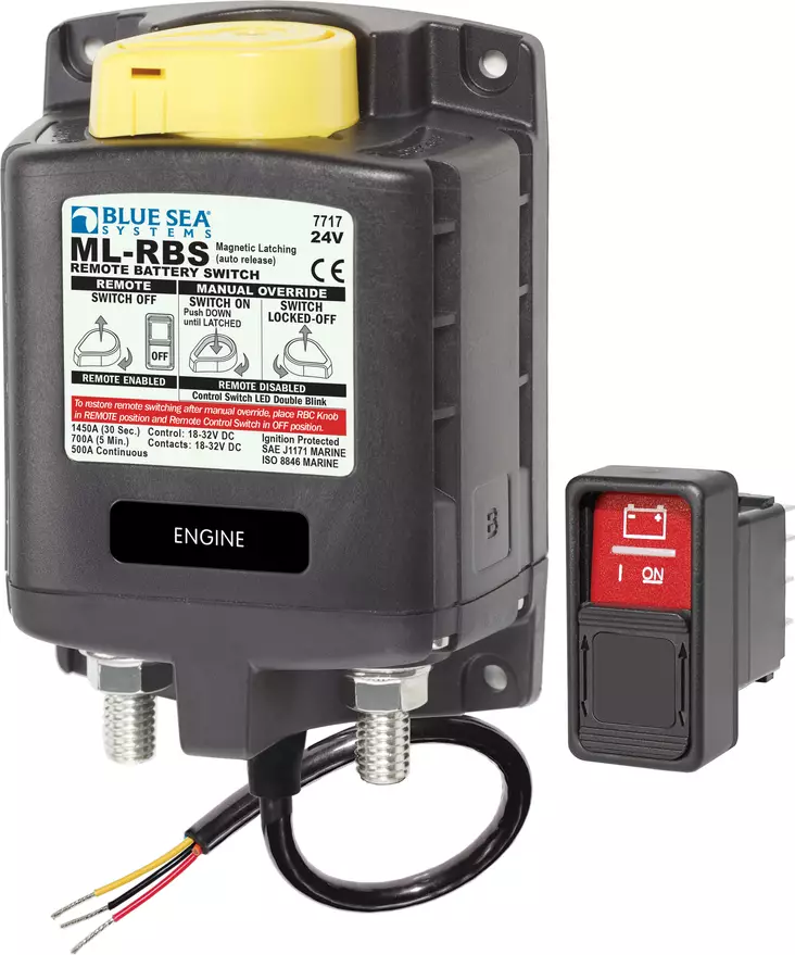 Blue Sea Systems Solenoid ML 24V RBS SPST With Manual Control 2 (incl 2155-BSS Switch) - Sähköiset pääkytkimet - 7717-BSS - 1