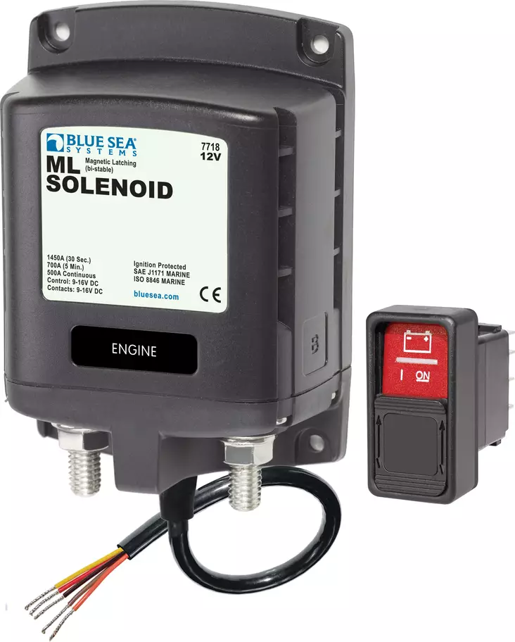 Blue Sea Systems Solenoid ML 500A 12V (incl 2155-BSS Switch) - Sähköiset pääkytkimet - 7718-BSS - 1