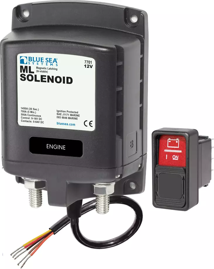 Blue Sea Systems Solenoid ML 500A 12V RBS (incl 2145-BSS Switch) - Sähköiset pääkytkimet - 7701-BSS - 1