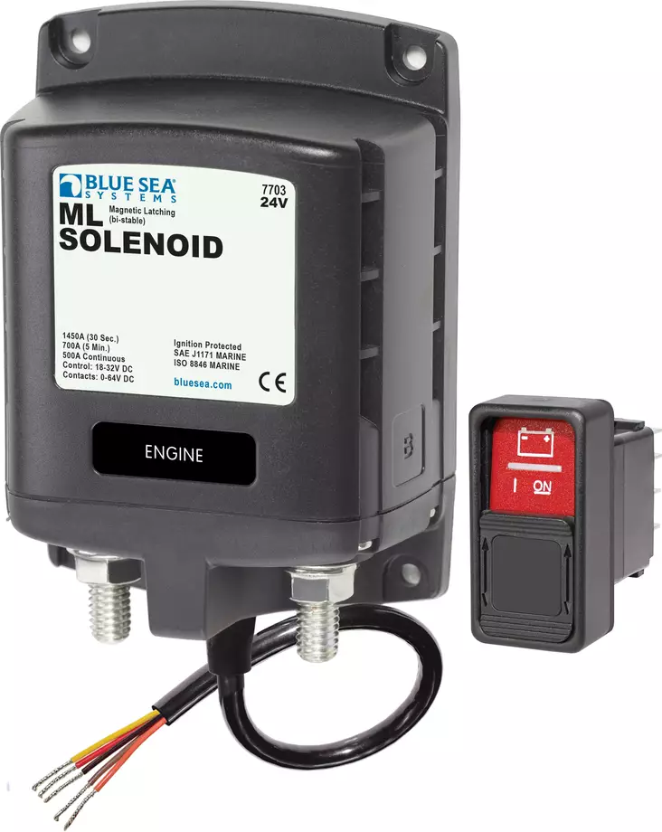 Blue Sea Systems Solenoid ML 500A 24V RBS (incl 2145-BSS Switch) - Sähköiset pääkytkimet - 7703-BSS - 1